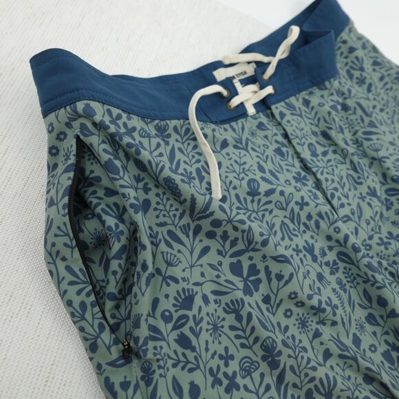 Taylor Stitch Bo Boardie Board Shorts Mens 32 Green Sea Floral Surf - Picture 5 of 16